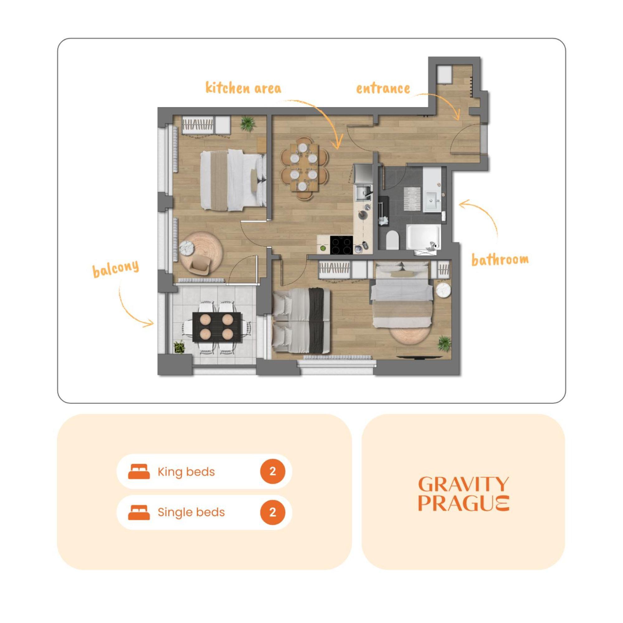 Апартаменти Bright 2Br - 8Th Floor, Balcony, Free Parking - By Gravity Прага Екстер'єр фото